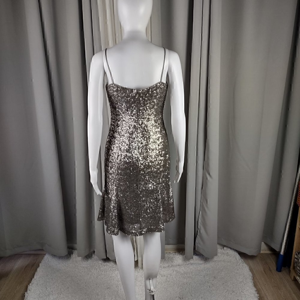 Banana Republic L’wren Scot Silver Sequin Wiggle Cocktail Dress Size 6P (NWT) - Picture 4 of 15
